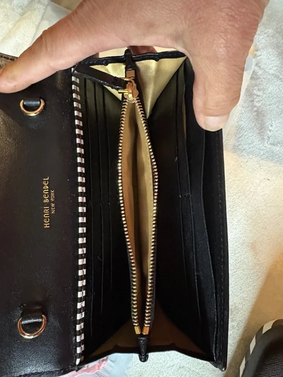 Henri Bendel Black Leather Continental Wallet with Gold Plate Accent - Picture 7 of 9
